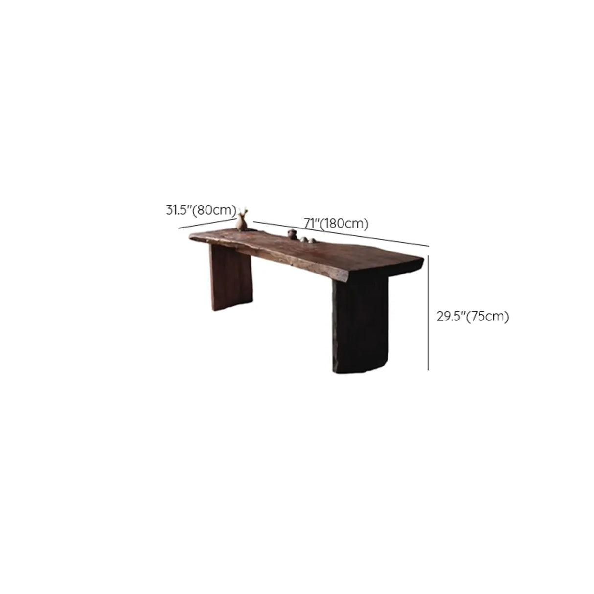 Rustic Live Edge Wood Double Pedestal Console Table 