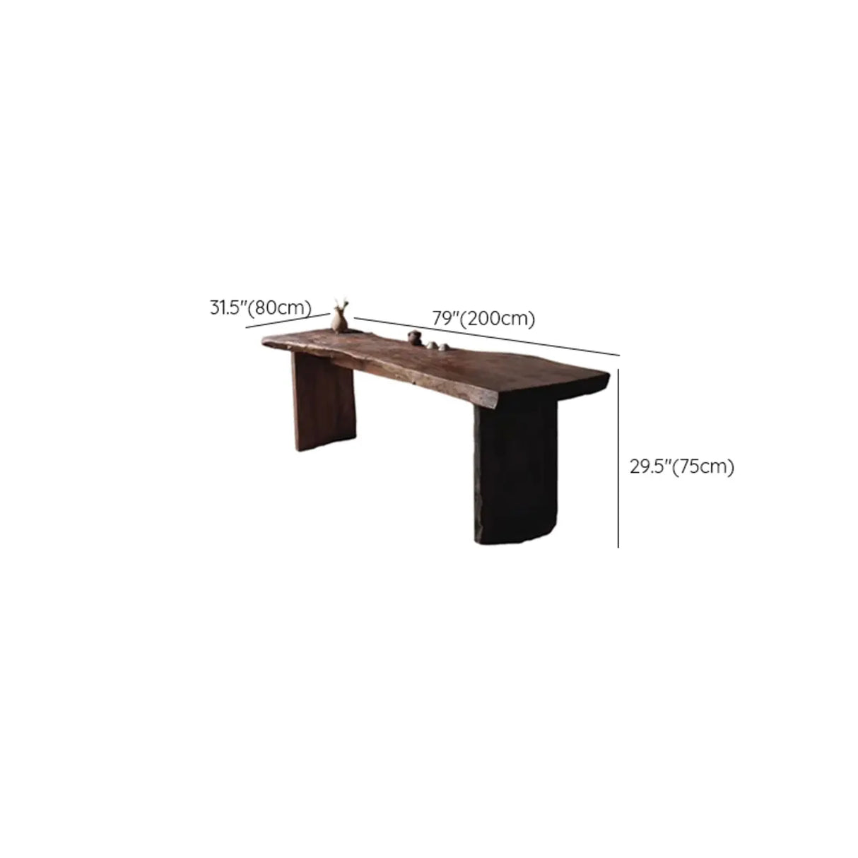 Rustic Live Edge Wood Double Pedestal Console Table Image - 7