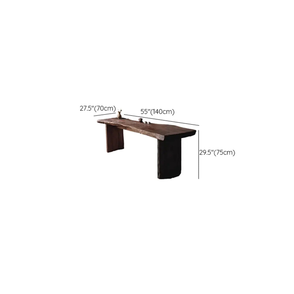 Rustic Live Edge Wood Double Pedestal Console Table Image - 8