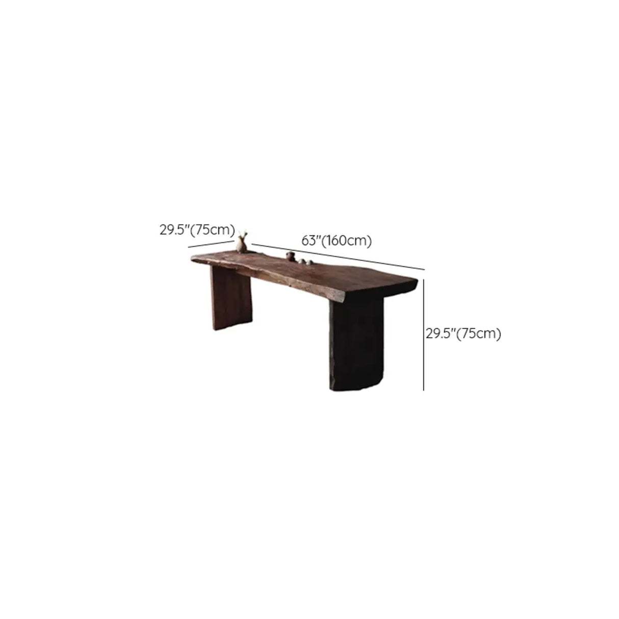 Rustic Live Edge Wood Double Pedestal Console Table Image - 9