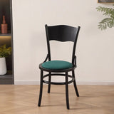 Rustic Mid-Century Wooden Back Curved Dining Chair with Cushion Image - 14
