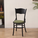 Rustic Mid-Century Wooden Back Curved Dining Chair with Cushion Image - 17