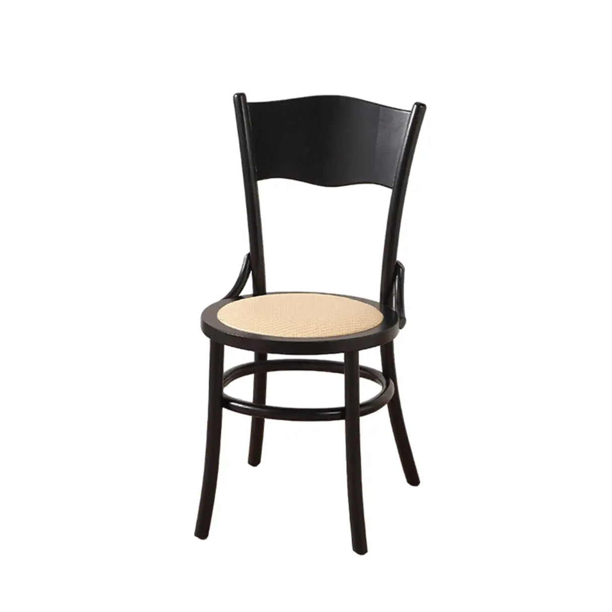 Rustic Mid-Century Wooden Back Curved Dining Chair with Cushion Image - 29