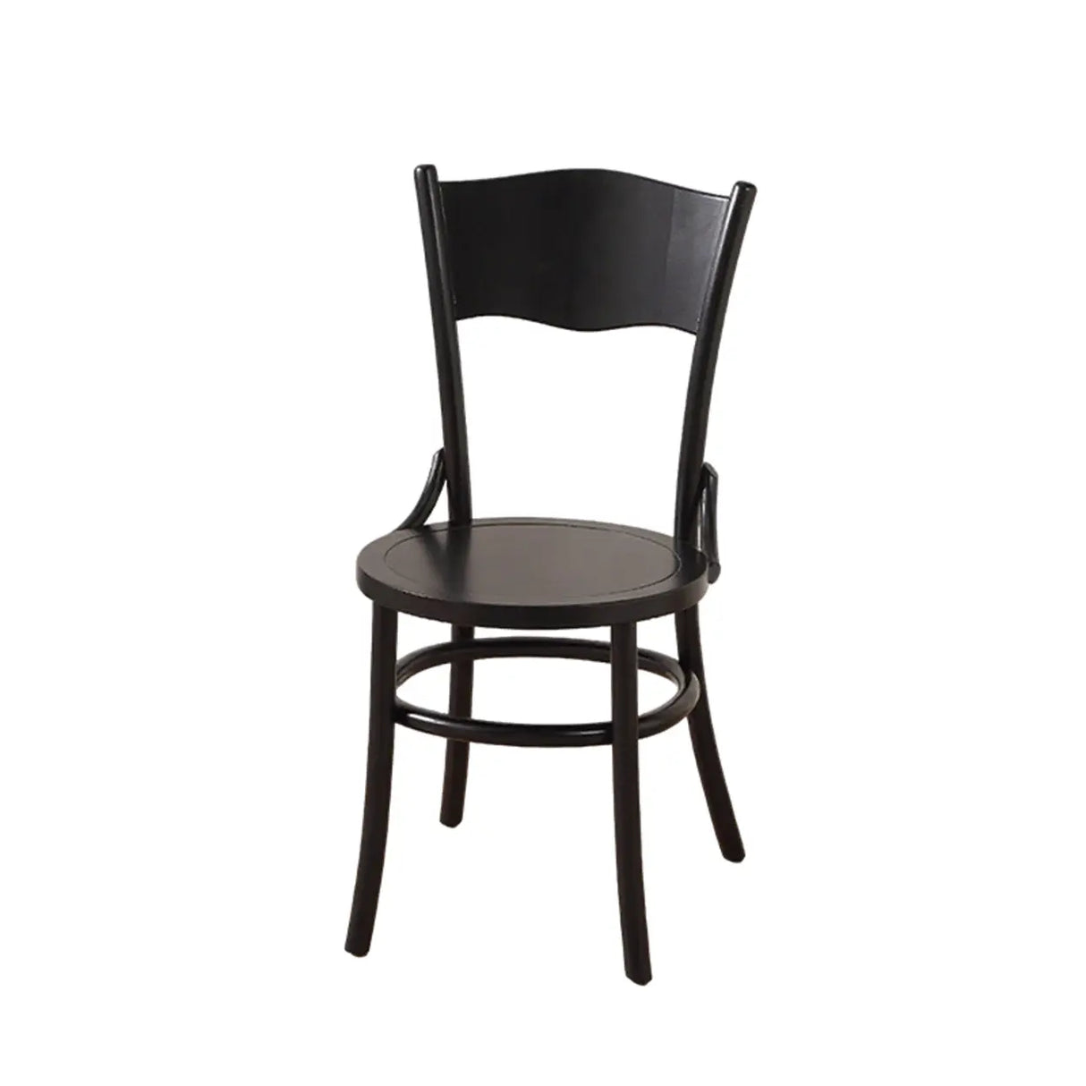 Rustic Mid-Century Wooden Back Curved Dining Chair with Cushion Image - 30