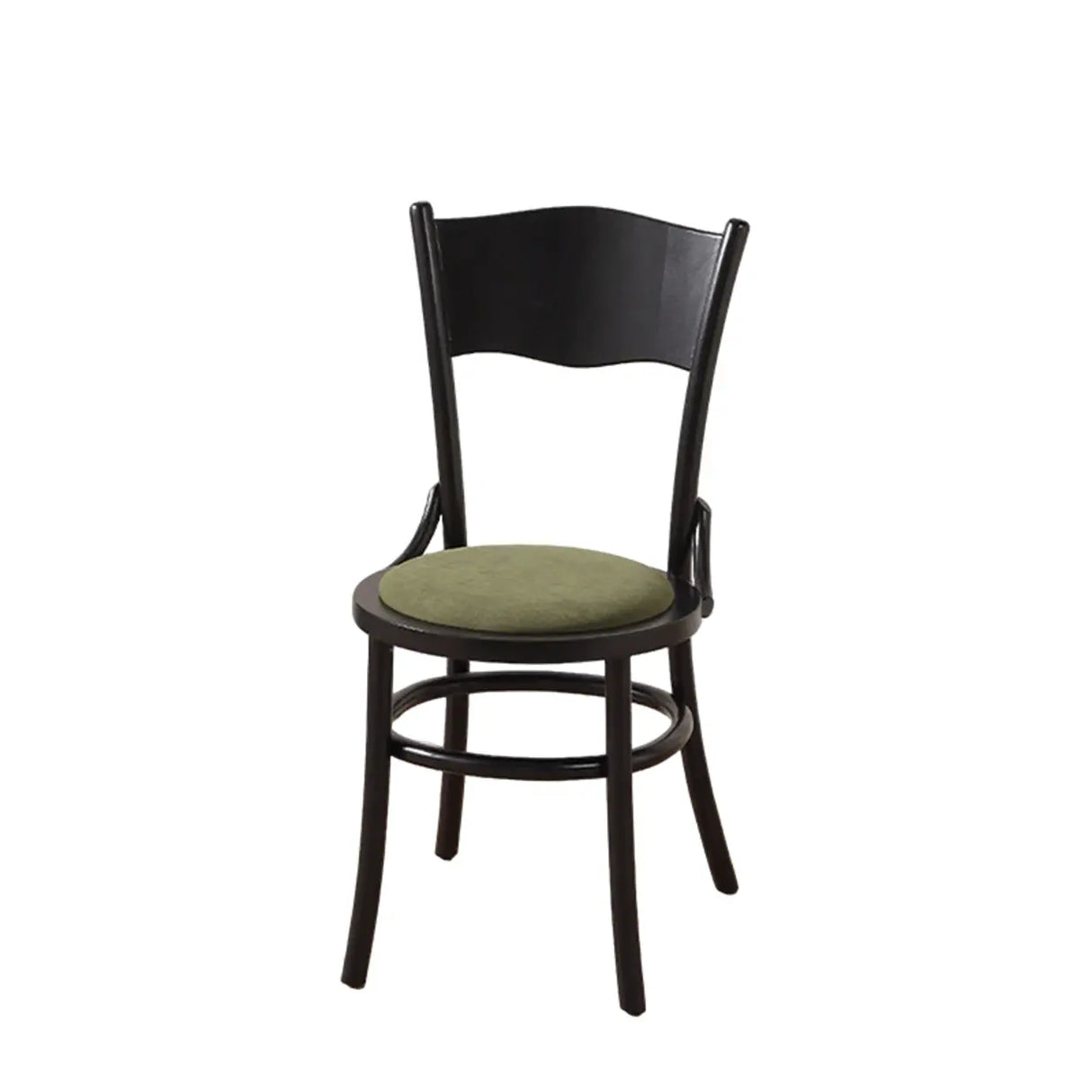 Rustic Mid-Century Wooden Back Curved Dining Chair with Cushion Image - 31