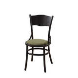 Rustic Mid-Century Wooden Back Curved Dining Chair with Cushion Image - 31