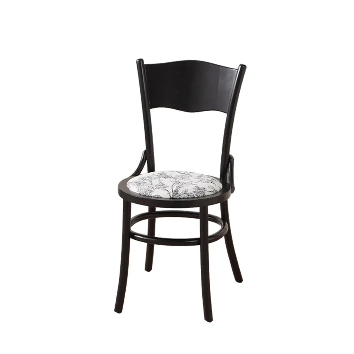 Rustic Mid-Century Wooden Back Curved Dining Chair with Cushion Image - 32