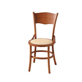 Rustic Mid-Century Wooden Back Curved Dining Chair with Cushion Image - 33