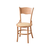 Rustic Mid-Century Wooden Back Curved Dining Chair with Cushion Image - 35