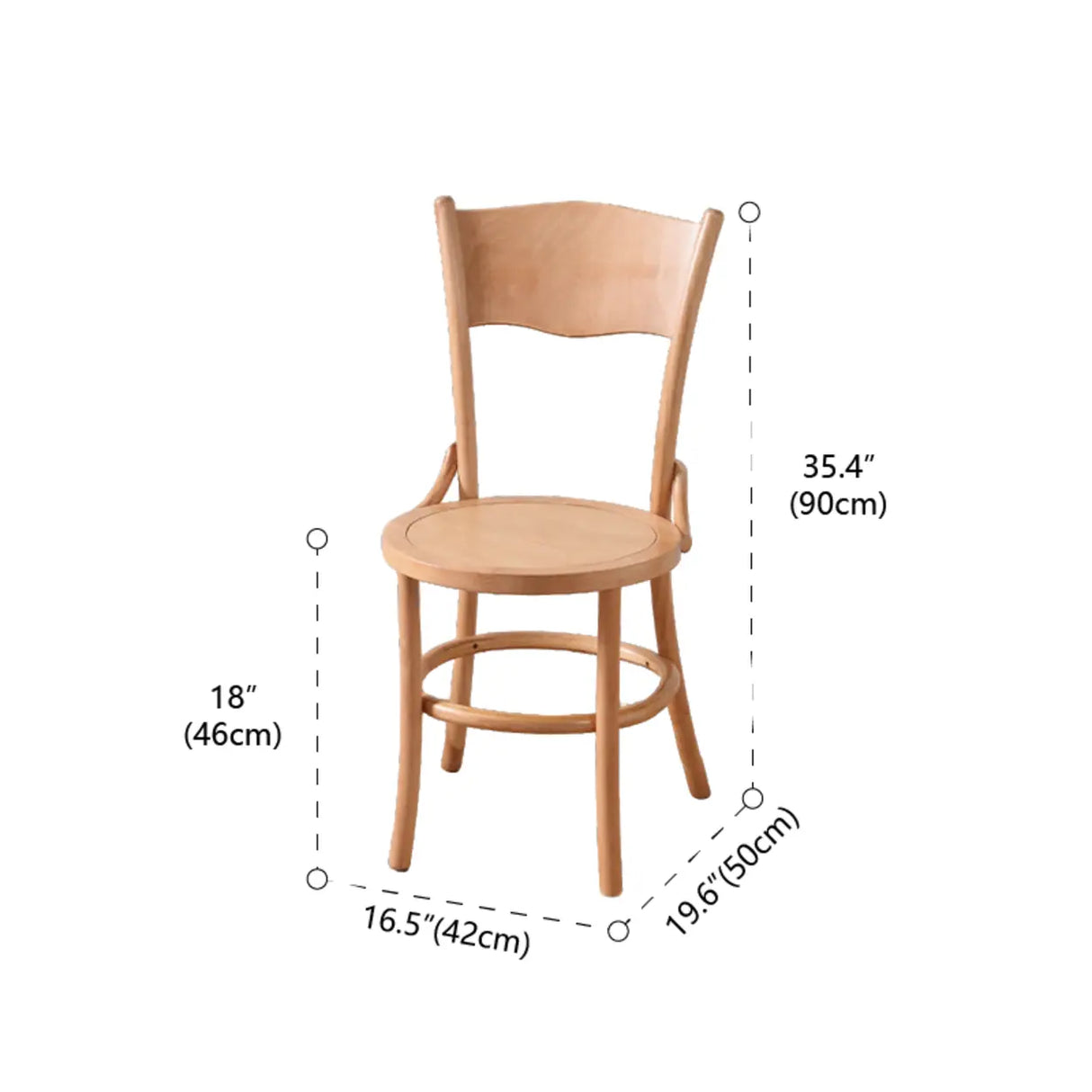 Rustic Mid-Century Wooden Back Curved Dining Chair with Cushion 