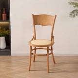 Rustic Mid-Century Wooden Back Curved Dining Chair with Cushion Image - 5