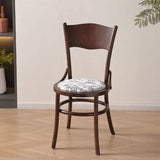 Rustic Mid-Century Wooden Back Curved Dining Chair with Cushion Image - 7