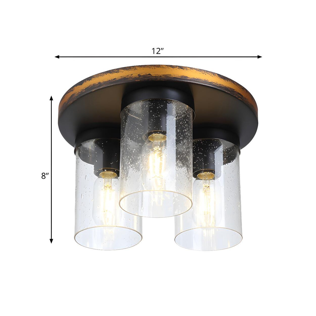 Rustic Mini Cup-Shaped Glass Flush Mount Light 3-Bulb Image - 5