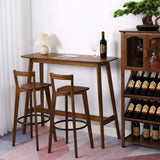 Rustic Minimalist Rectangular Wooden Bar Table With Footrest Image - 1