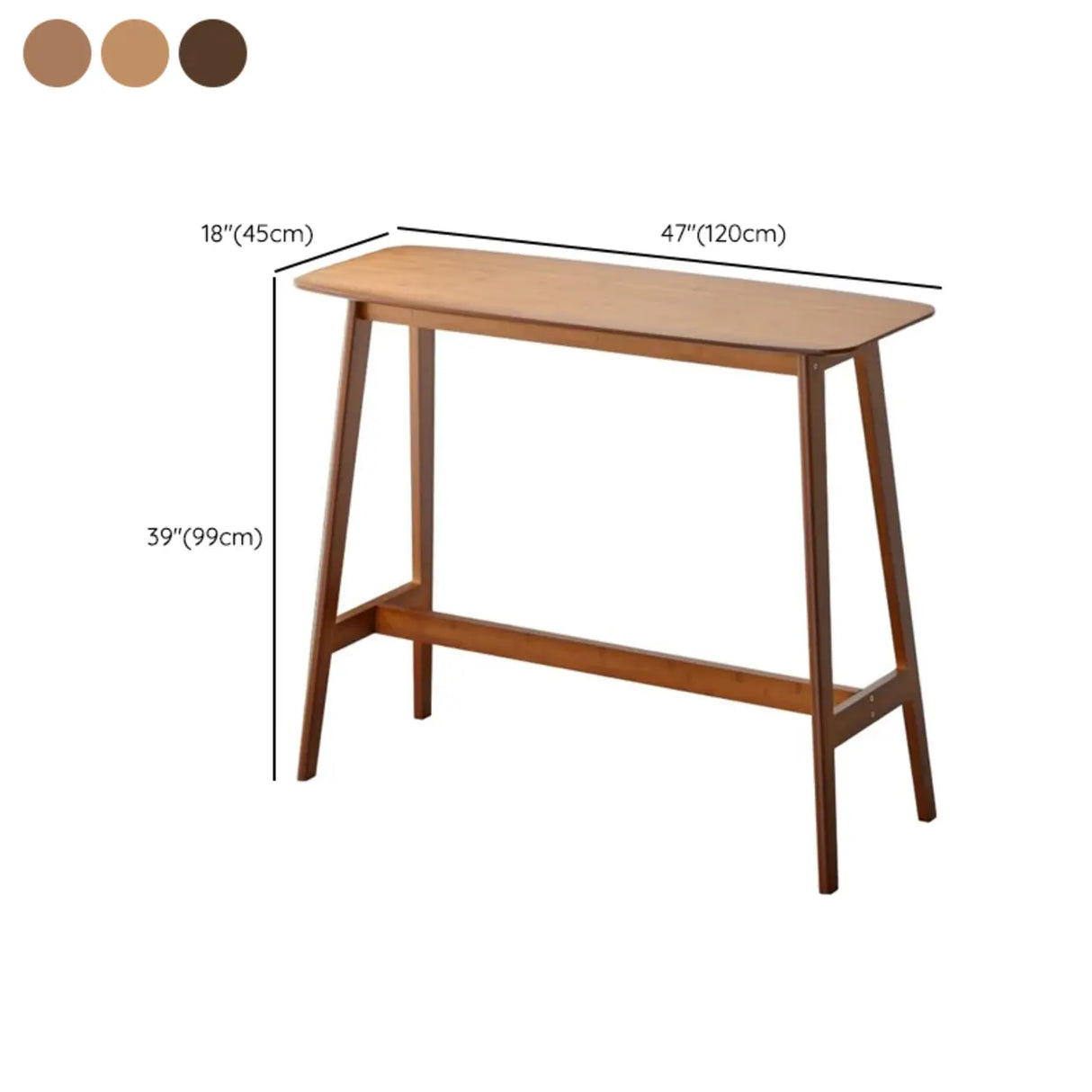 Rustic Minimalist Rectangular Wooden Bar Table With Footrest Image - 12