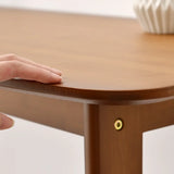 Rustic Minimalist Rectangular Wooden Bar Table With Footrest Image - 6