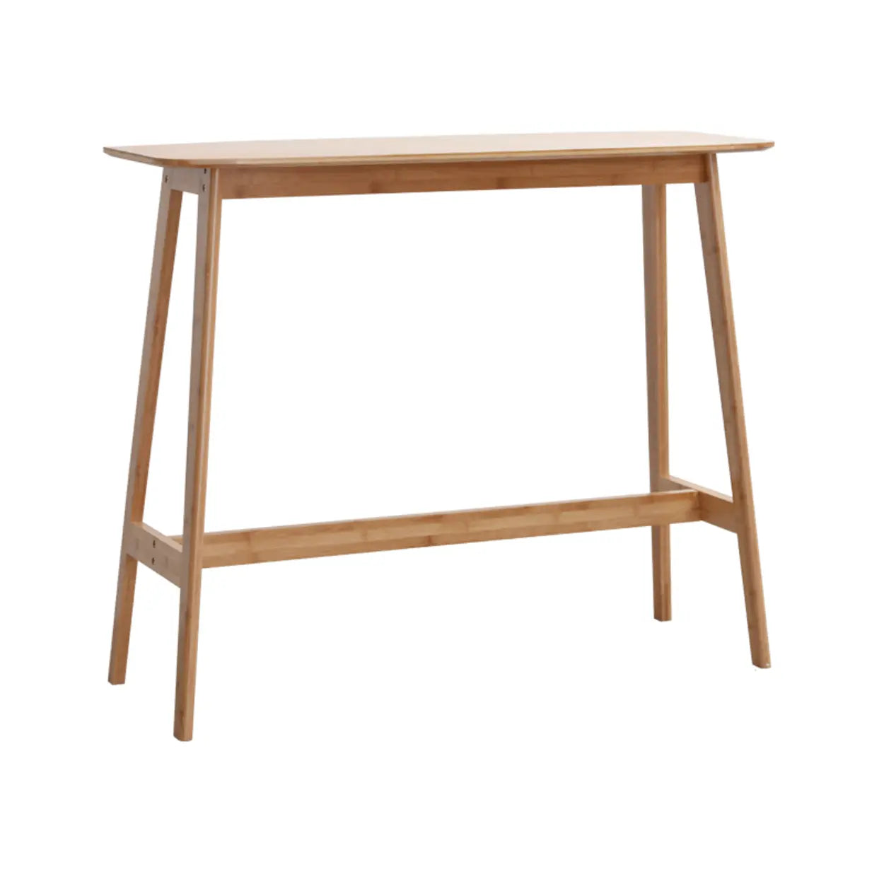 Rustic Minimalist Rectangular Wooden Bar Table With Footrest Image - 7