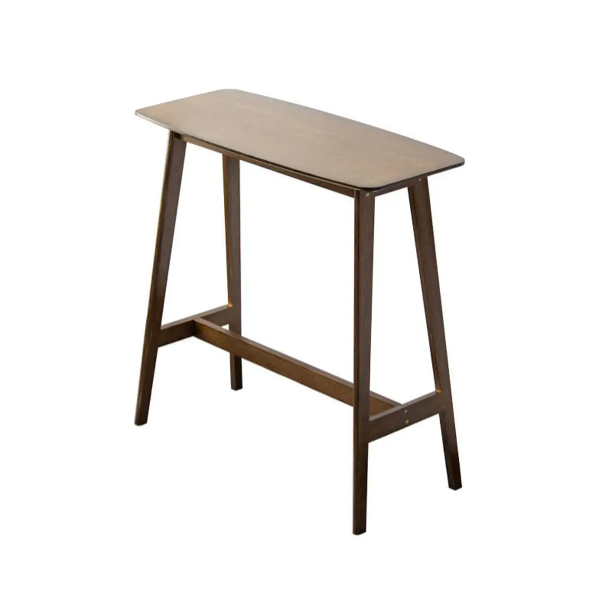 Rustic Minimalist Rectangular Wooden Bar Table With Footrest Image - 9