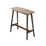 Rustic Minimalist Rectangular Wooden Bar Table With Footrest Image - 9