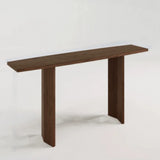 Rustic Minimalist Wood Sled Rectangular Console Table Image - 2