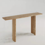Rustic Minimalist Wood Sled Rectangular Console Table Image - 5