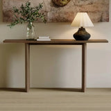 Rustic Minimalist Wood Sled Rectangular Console Table Image - 7