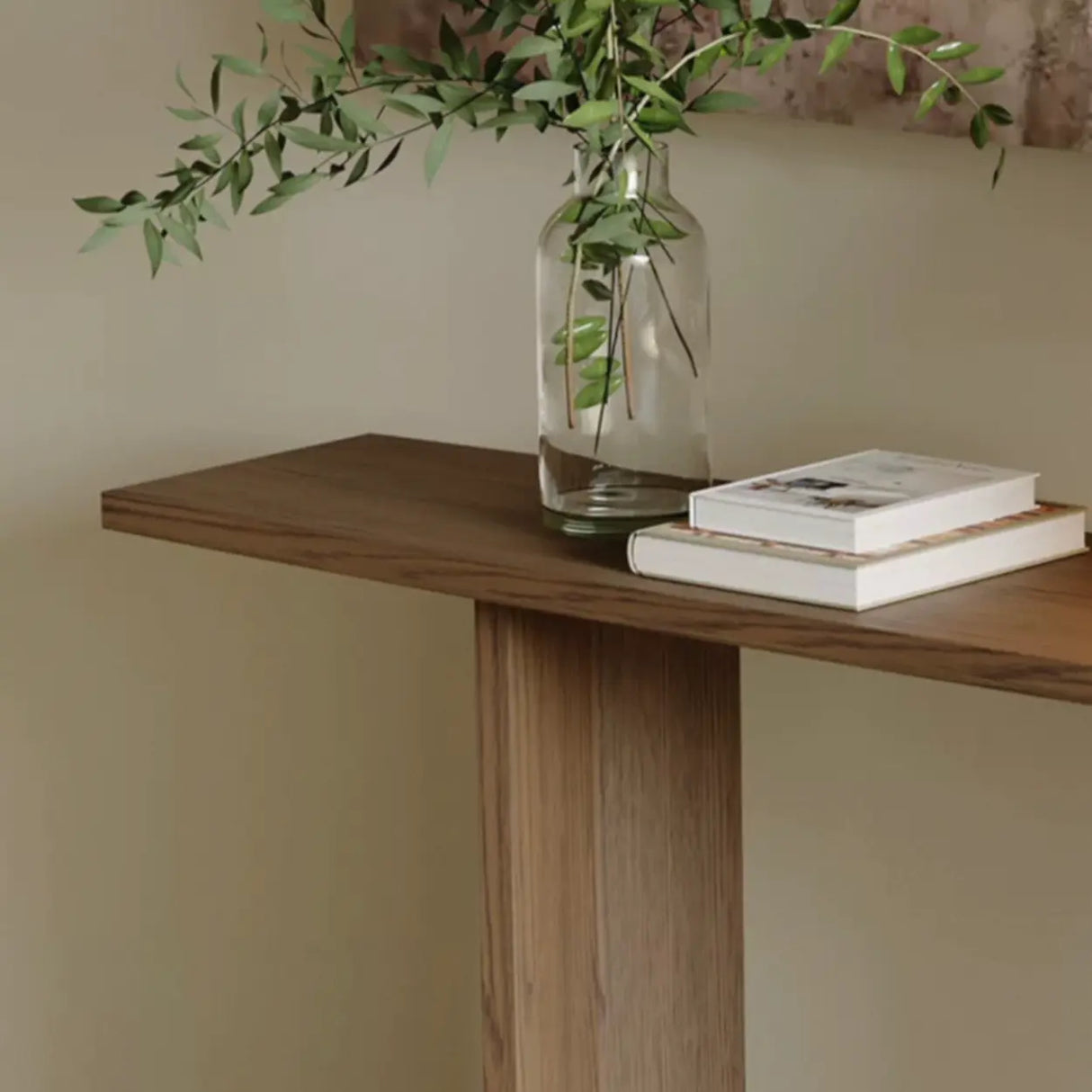 Rustic Minimalist Wood Sled Rectangular Console Table Image - 8