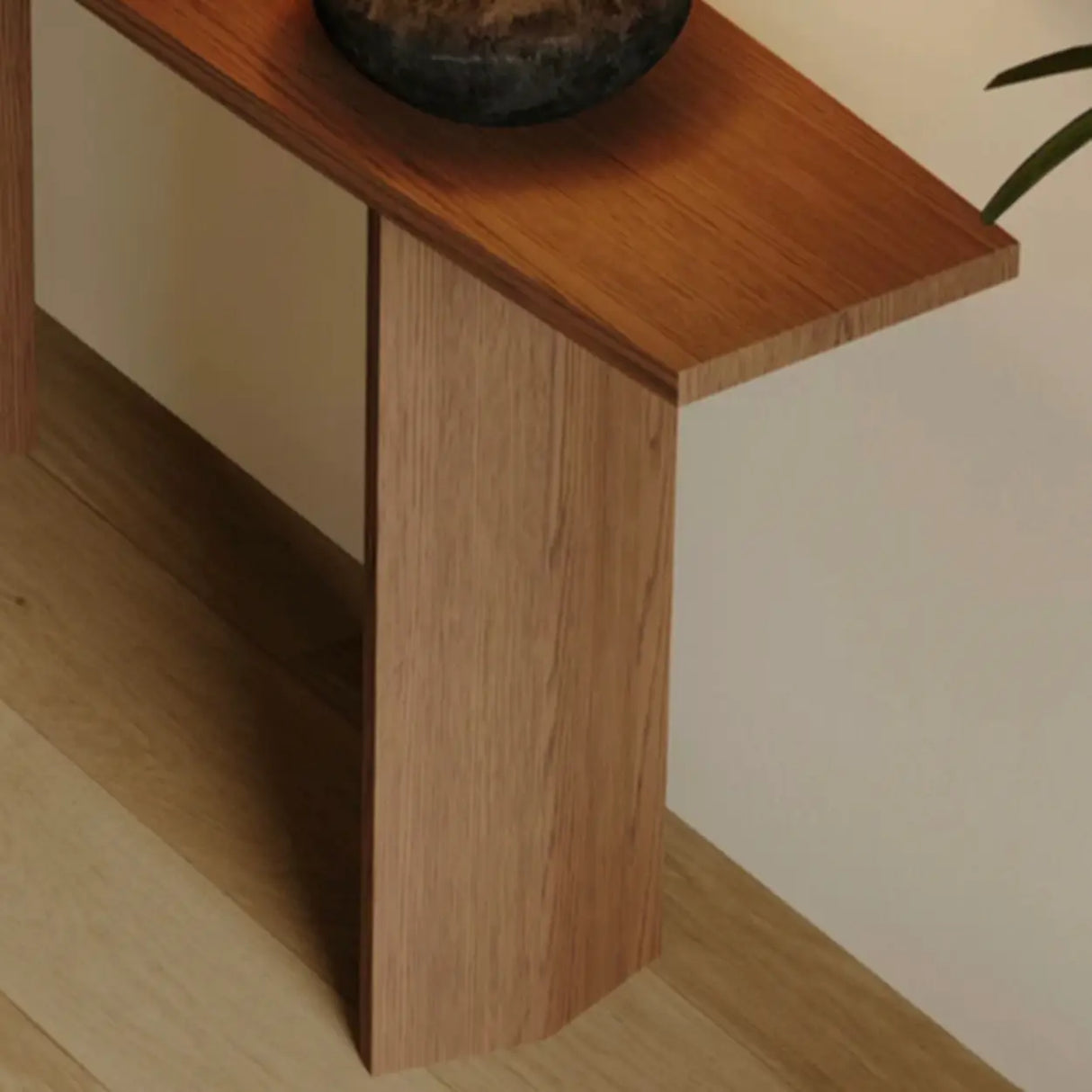 Rustic Minimalist Wood Sled Rectangular Console Table Image - 9