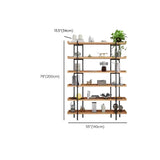 Rustic Multi-tier Metal Frame Natural Wood Bookcase Image - 17