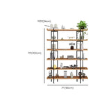Rustic Multi-tier Metal Frame Natural Wood Bookcase Image - 19