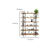 Rustic Multi-tier Metal Frame Natural Wood Bookcase Image - 20