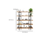 Rustic Multi-tier Metal Frame Natural Wood Bookcase Image - 24