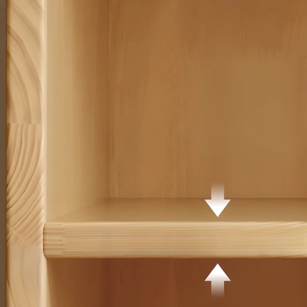 Rustic Natural Finish Adjustable Shelves Wood Bookcase Image - 13