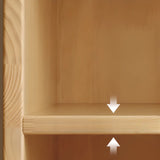 Rustic Natural Finish Adjustable Shelves Wood Bookcase Image - 13