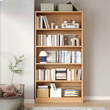 Rustic Natural Finish Adjustable Shelves Wood Bookcase Image - 19