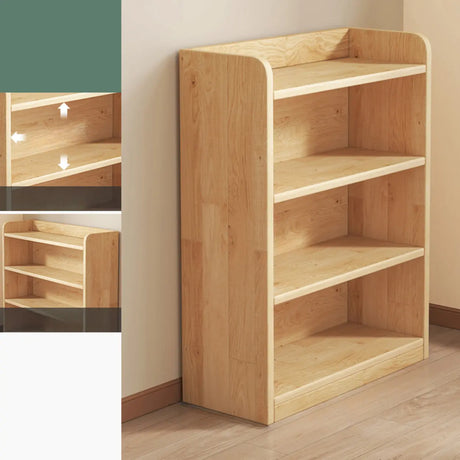 Rustic Natural Finish Adjustable Shelves Wood Bookcase Image - 2