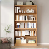 Rustic Natural Finish Adjustable Shelves Wood Bookcase Image - 20
