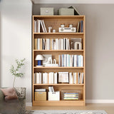 Rustic Natural Finish Adjustable Shelves Wood Bookcase Image - 21