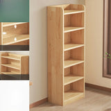 Rustic Natural Finish Adjustable Shelves Wood Bookcase Image - 34