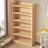 Rustic Natural Finish Adjustable Shelves Wood Bookcase Image - 4