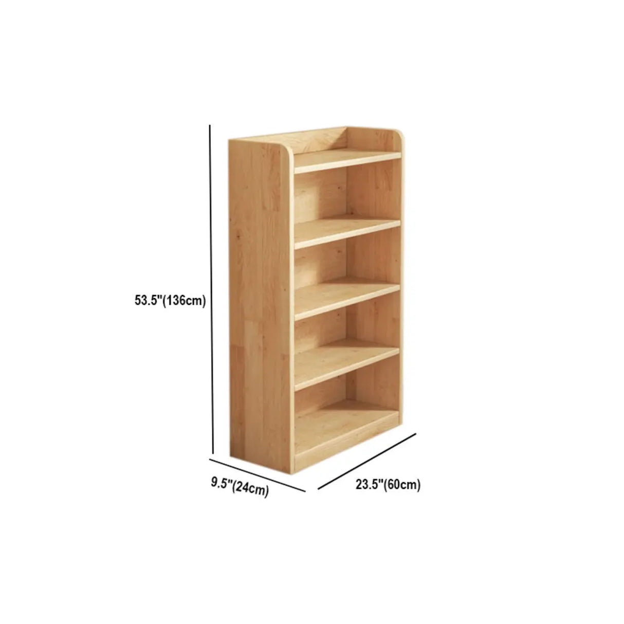 Rustic Natural Finish Adjustable Shelves Wood Bookcase Image - 40