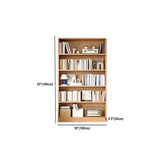 Rustic Natural Finish Adjustable Shelves Wood Bookcase Image - 44