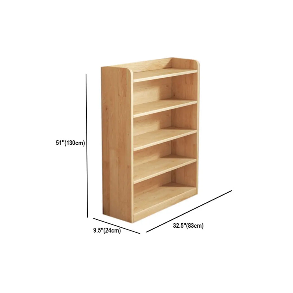 Rustic Natural Finish Adjustable Shelves Wood Bookcase Image - 49