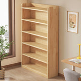 Rustic Natural Finish Adjustable Shelves Wood Bookcase Image - 5