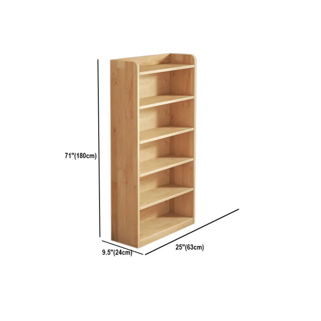 Rustic Natural Finish Adjustable Shelves Wood Bookcase Image - 50