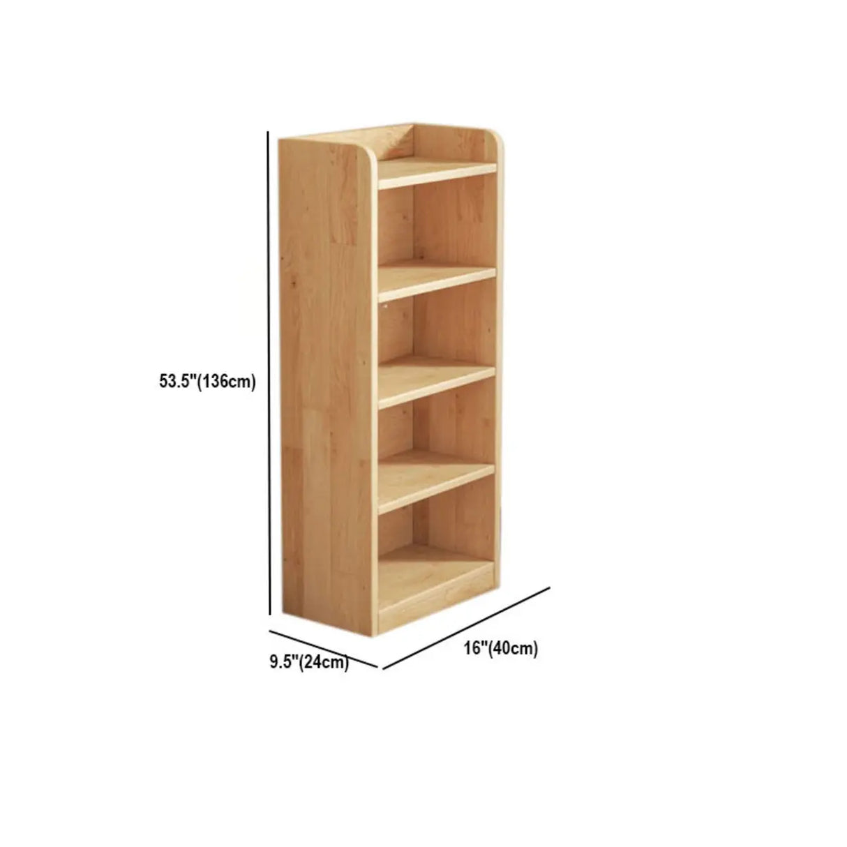 Rustic Natural Finish Adjustable Shelves Wood Bookcase Image - 51
