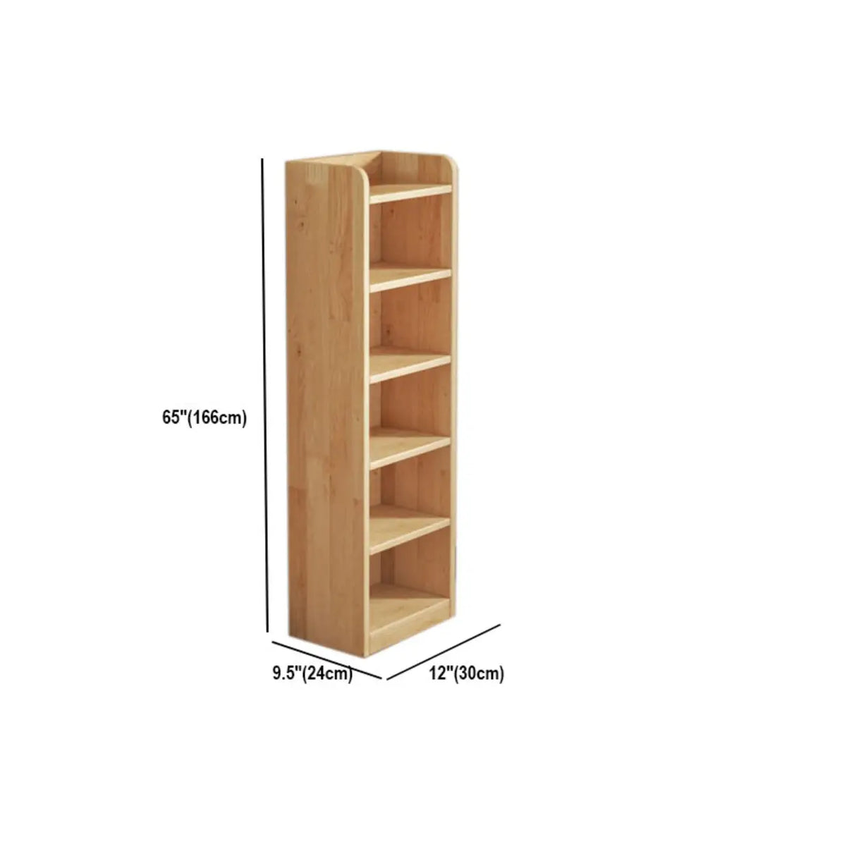 Rustic Natural Finish Adjustable Shelves Wood Bookcase Image - 52