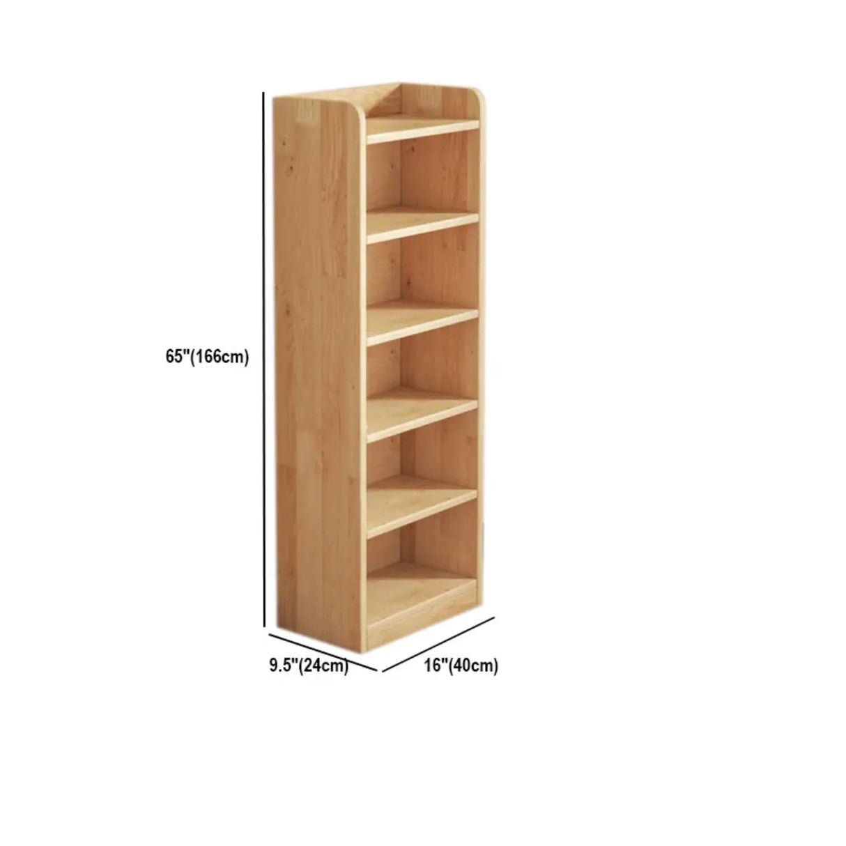 Rustic Natural Finish Adjustable Shelves Wood Bookcase Image - 53