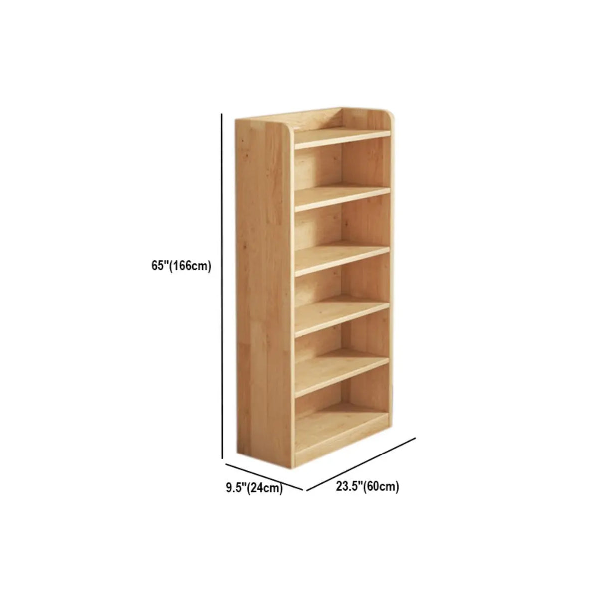 Rustic Natural Finish Adjustable Shelves Wood Bookcase Image - 54