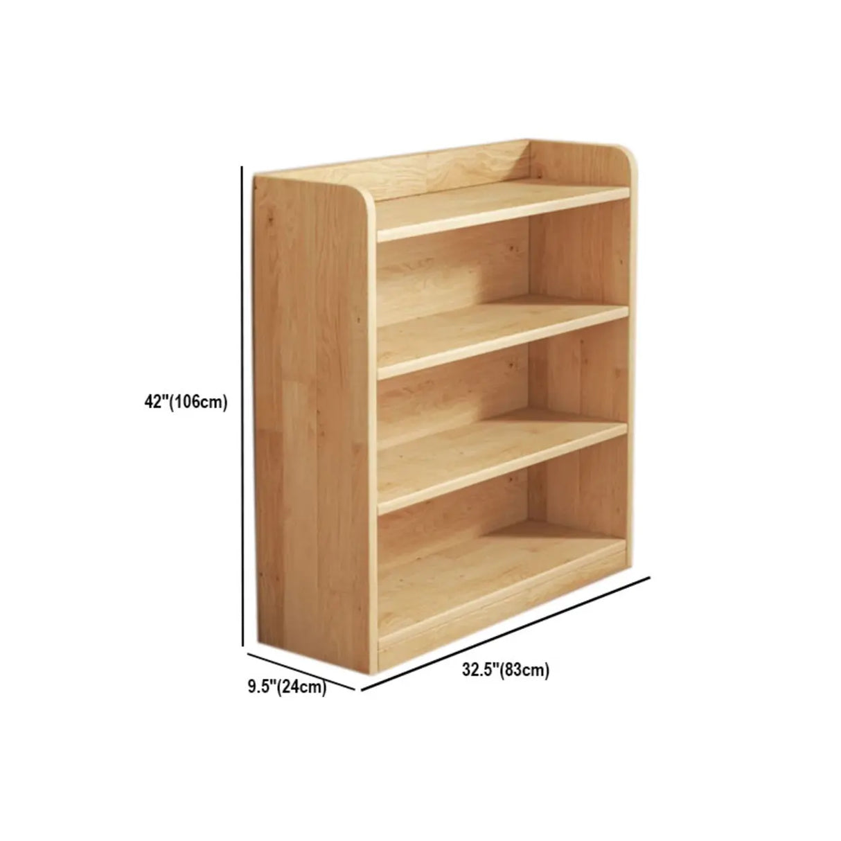 Rustic Natural Finish Adjustable Shelves Wood Bookcase Image - 55